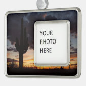 Saguaro Sunset IIIアリゾナ砂漠の風景 シルバープレートフレームオーナメント (左)