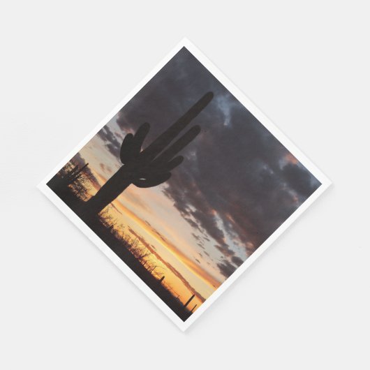 Saguaro Sunset IIIアリゾナ砂漠の風景 スタンダードランチョンナプキン (角)