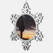 Saguaro Sunset IIIアリゾナ砂漠の風景 スノーフレークピューターオーナメント (右)