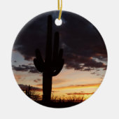 Saguaro Sunset IIIアリゾナ砂漠の風景 セラミックオーナメント (正面)