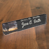 Saguaro Sunset IIIアリゾナ砂漠の風景 デスクネームプレート (側面)