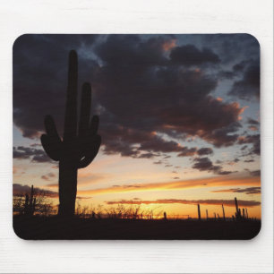 Saguaro Sunset IIIアリゾナ砂漠の風景 マウスパッド