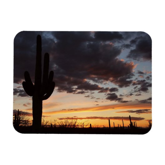 Saguaro Sunset IIIアリゾナ砂漠の風景 マグネット (横)