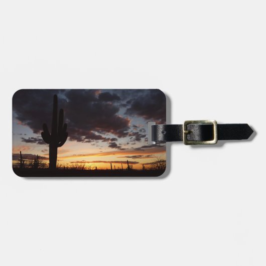 Saguaro Sunset IIIアリゾナ砂漠の風景 ラゲッジタグ (正面横)