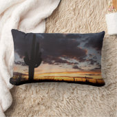 Saguaro Sunset IIIアリゾナ砂漠の風景 ランバークッション (ブランケット)
