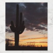 Saguaro Sunset IIIアリゾナ砂漠の風景 ワインラベル (シングルラベル)