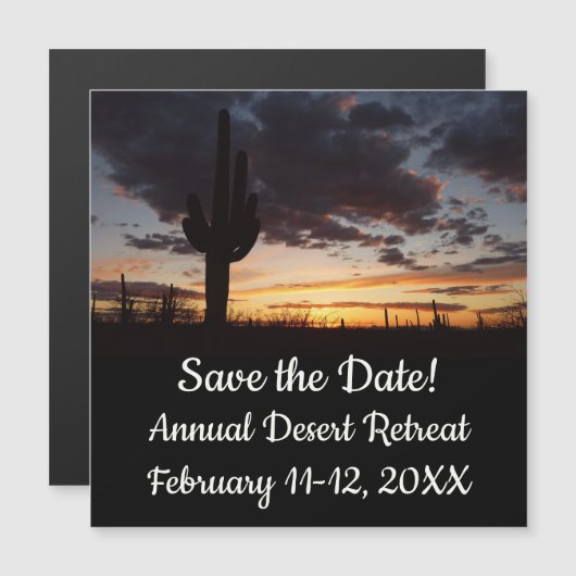 Saguaro Sunset III Arizona Desert Save the Date (正面/裏面)