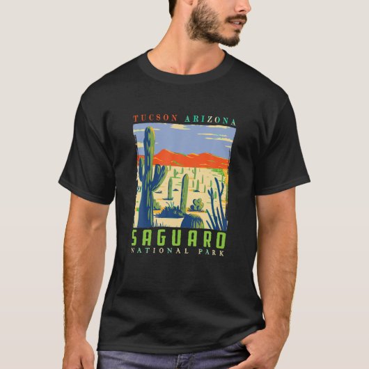 Saguaro USナショナルパークツーソンアリゾナヴィンテージT Tシャツ (正面)