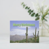 Saguarosとメリークリスマス南西部の風景 シーズンポストカード (スタンド正面)
