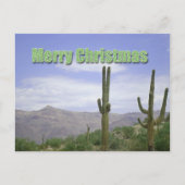 Saguarosとメリークリスマス南西部の風景 シーズンポストカード (正面)