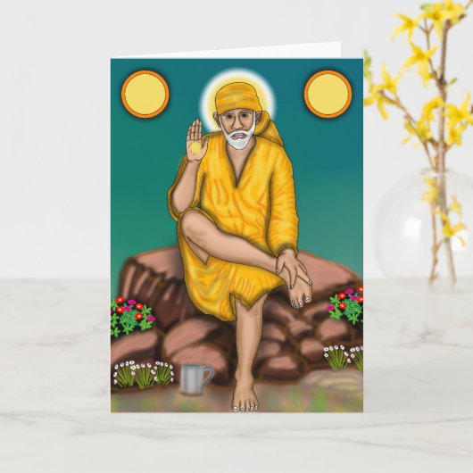 Sai Baba Greeting Card カード (黄色い花)