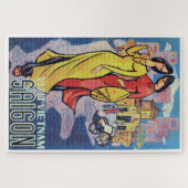 Saigon、ベトナム-ヴィンテージのアールデコ旅行プリント ジグソーパズル (横)