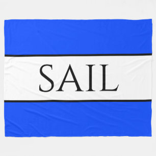 SAIL明るい青航海の白ストライプ色 フリースブランケット