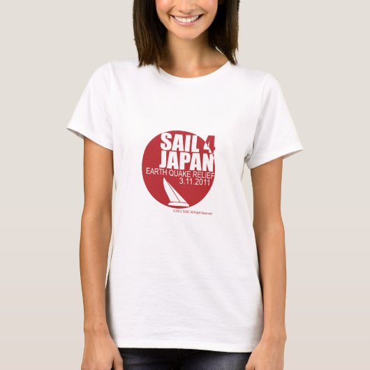 Sail4Japan + 女性のための$5寄付 Tシャツ (正面)