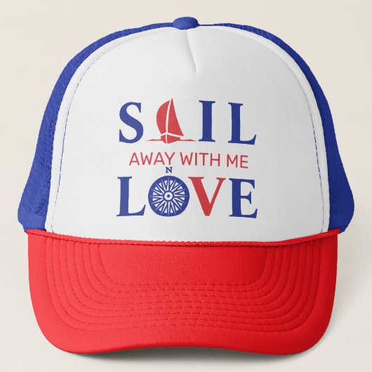 SAIL 遠くに WITH ME LOVE Red & Blueレタリング キャップ (正面)