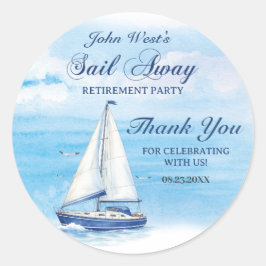 Sail Away Retirement Party Nautical Boat Yacht  ラウンドシール