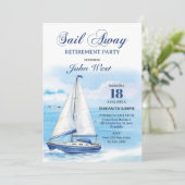 Sail Away Retirement Party Nautical Boat Yacht 招待状 (スタンド正面)