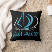 Sail Away Sailing Sailboat Boat Sand Ocean Gul クッション (ブランケット)