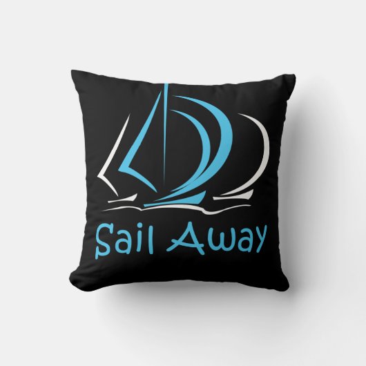 Sail Away Sailing Sailboat Boat Sand Ocean Gul クッション (正面)