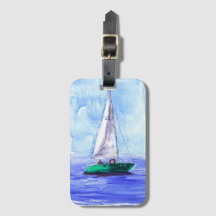 「Sail Boat」アクリル製荷物タグ