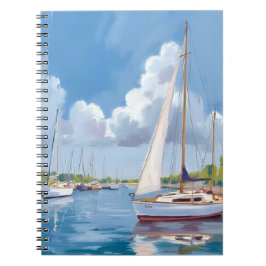 Sail Boat Bay | Coastal Watercolor Painting ノートブック