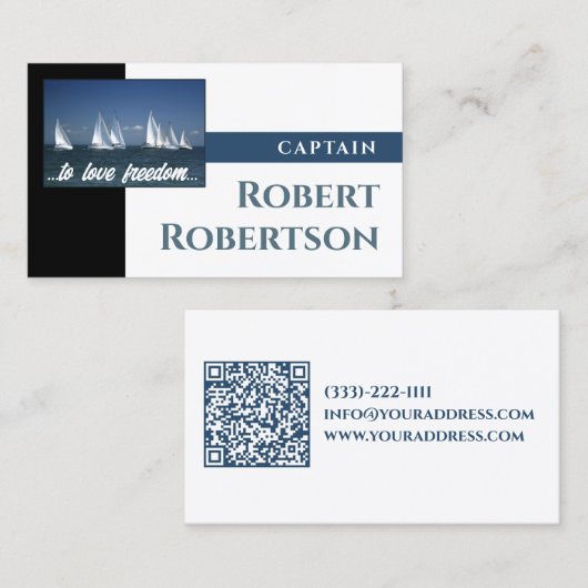 Sail Boat Captain Ship Nautical Card 名刺 (正面/裏面)