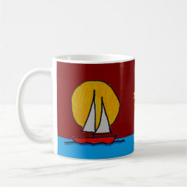 Sail Boat in the Sun Deep Red  コーヒーマグカップ