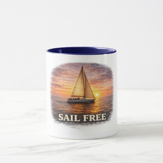 Sail Free Mug Sunset Sailboat Coffee Mug Ocean Bea マグカップ (中央)
