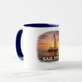 Sail Free Mug Sunset Sailboat Coffee Mug Ocean Bea マグカップ (正面左)