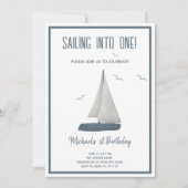  sail into one! 海洋誕生日 招待状 (正面)