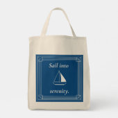 Sail Into Serenity Nautical Sailboat トートバッグ (裏面)