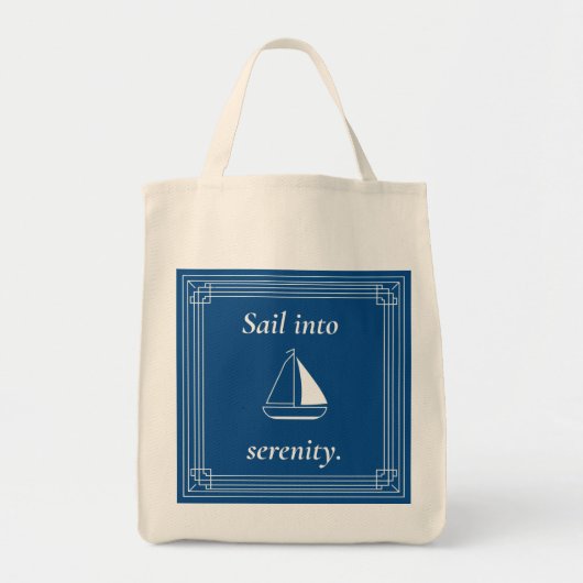 Sail Into Serenity Nautical Sailboat トートバッグ (正面)