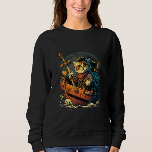 Sail the Seven Seas with Pirate Cat Design for Ani スウェットシャツ (正面)