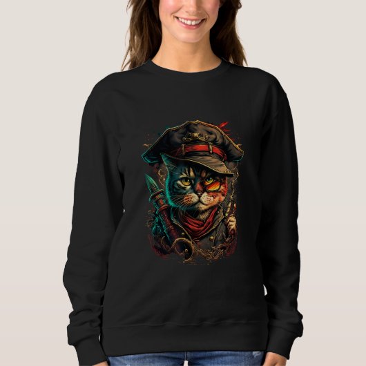 Sail the Seven Seas with Pirate Cat Design for Ani スウェットシャツ (正面)