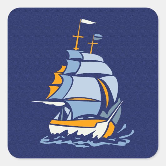 Sailboatスタンプ、カスタマイズ可能 スクエアシール (正面)