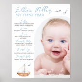 Sailboatマイルストーン写真のサイン ポスター (正面)