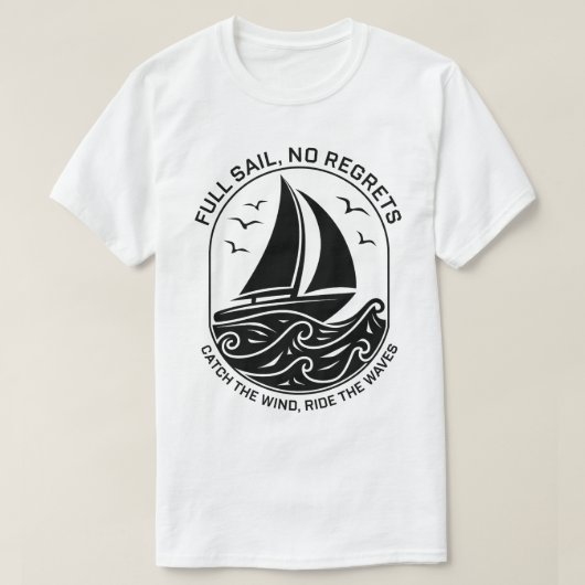 Sailboatモダンシ航海のーンのロゴ Tシャツ (デザイン正面)