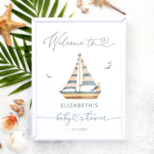 Sailboatモダン航海の Baby Shower Welcome ポスター