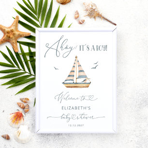 Sailboatモダン航海の Baby Shower Welcome ポスター