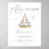 Sailboatモダン航海の Baby Shower Welcome ポスター (正面)