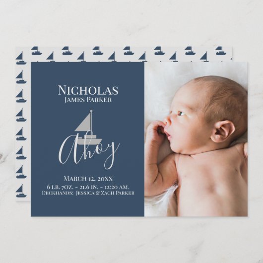 Sailboat航海の誕生と写真の発表 招待状 (正面/裏面)