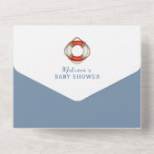 Sailboat航海の Ahoyそれは男の子の赤ちゃんシャワーだ オールインワン招待状 (裏面)