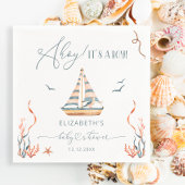 Sailboat航海の Ahoy男の子の赤ちゃんシャワー スタンダードカクテルナプキン