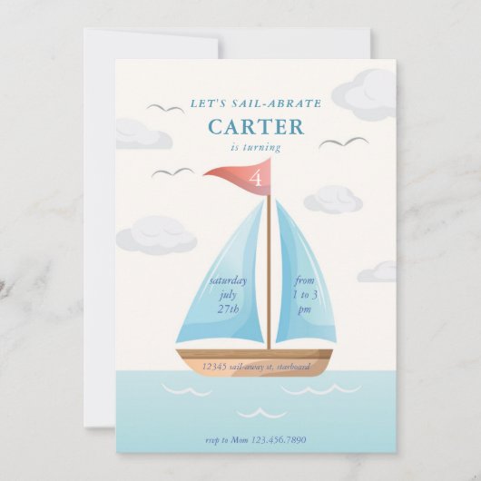  sailboat でお誕生日をお祝いしよう 招待状 (正面)