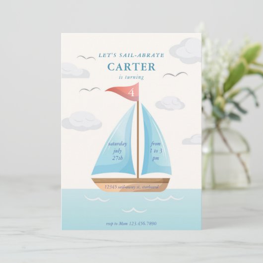  sailboat でお誕生日をお祝いしよう 招待状 (スタンド正面)