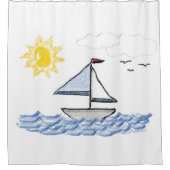 Sailboat シャワーカーテン (正面)