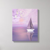 Sailboat and Swans at Sunset – Purple Canvas Wall キャンバスプリント (正面)