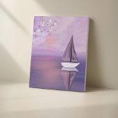 Sailboat and Swans at Sunset – Purple Canvas Wall  キャンバスプリント