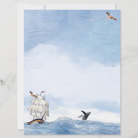 Sailboat and Whale Stationery (正面)
