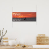 Sailboat At Sea At Sunset Poster ポスター (キッチン)